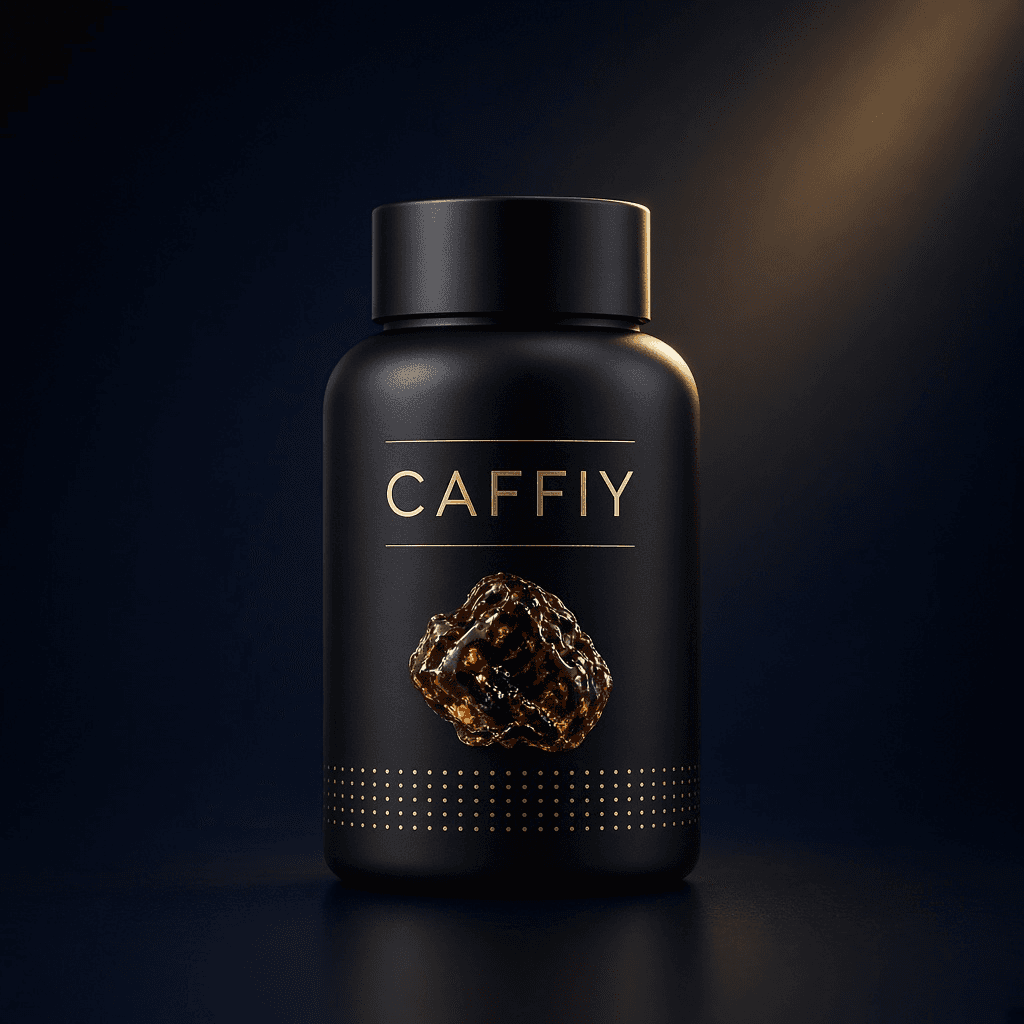 Caffiy Shilajit Maca Fenugreek Capsules, capsule bottle