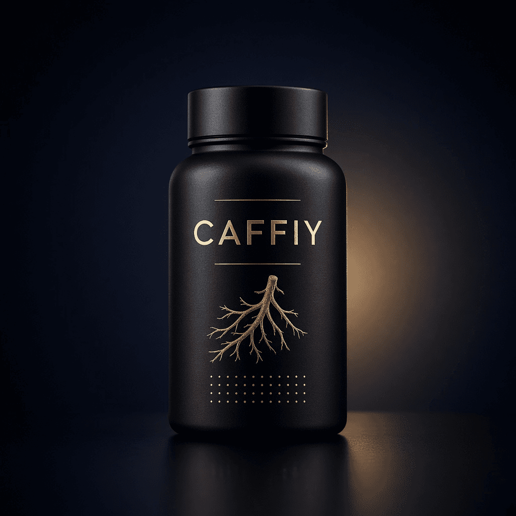 Caffiy Ashwagandha Root Capsules, capsule bottle