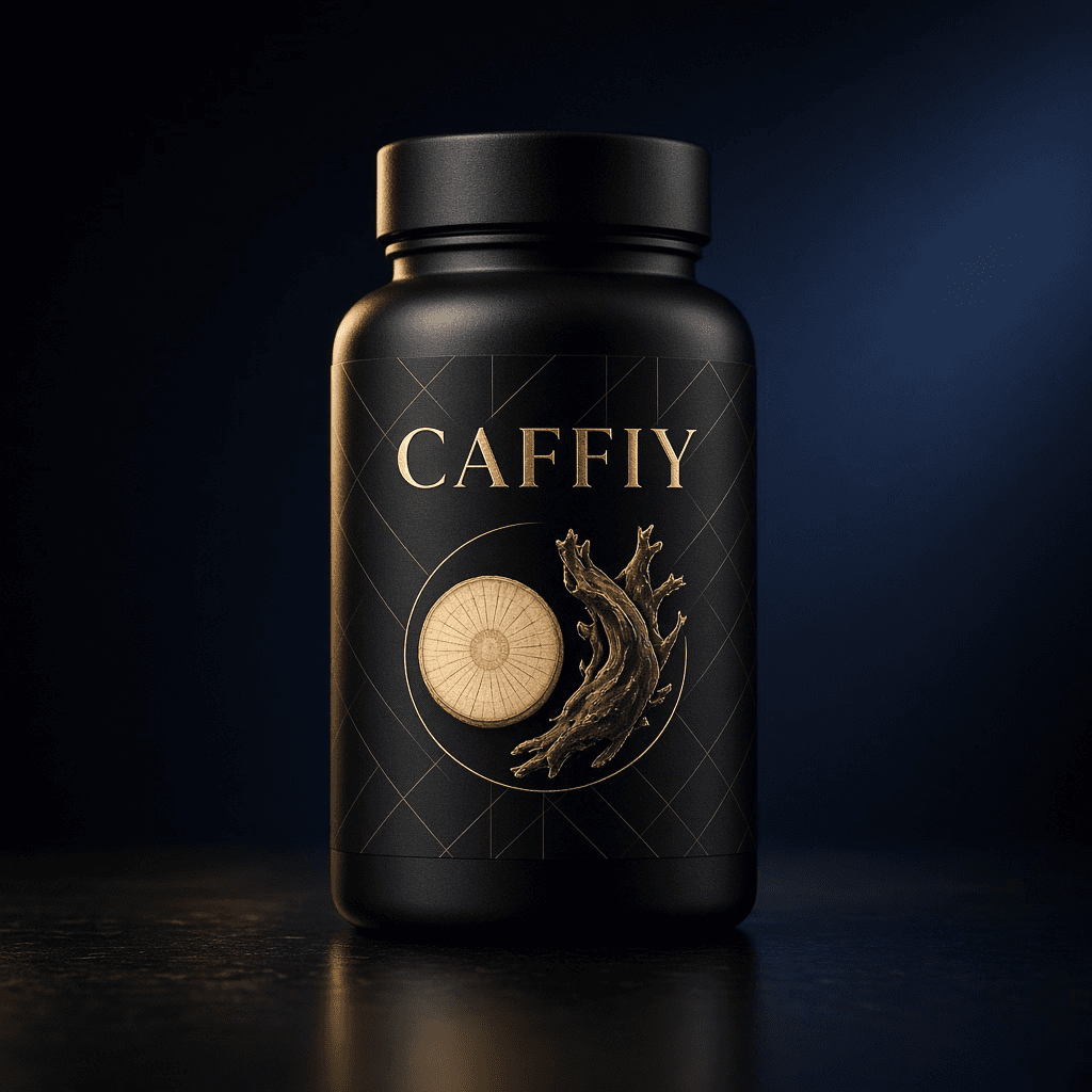 Caffiy Maca Ashwagandha Blend, capsule bottle