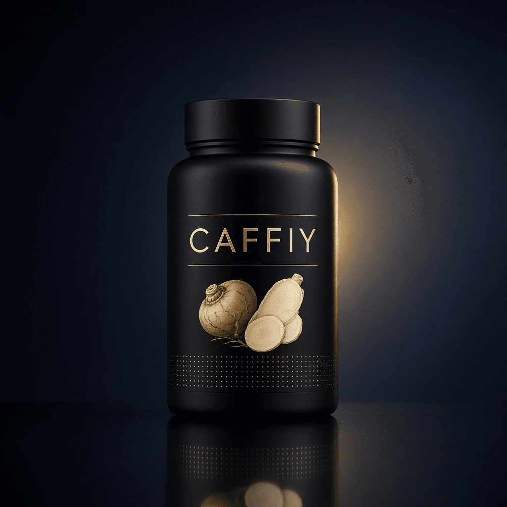 Caffiy Maca Ginseng Capsules, capsule bottle