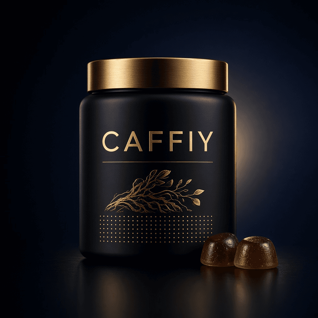 Caffiy Shilajit Maca Ginseng Gummies, gummy jar
