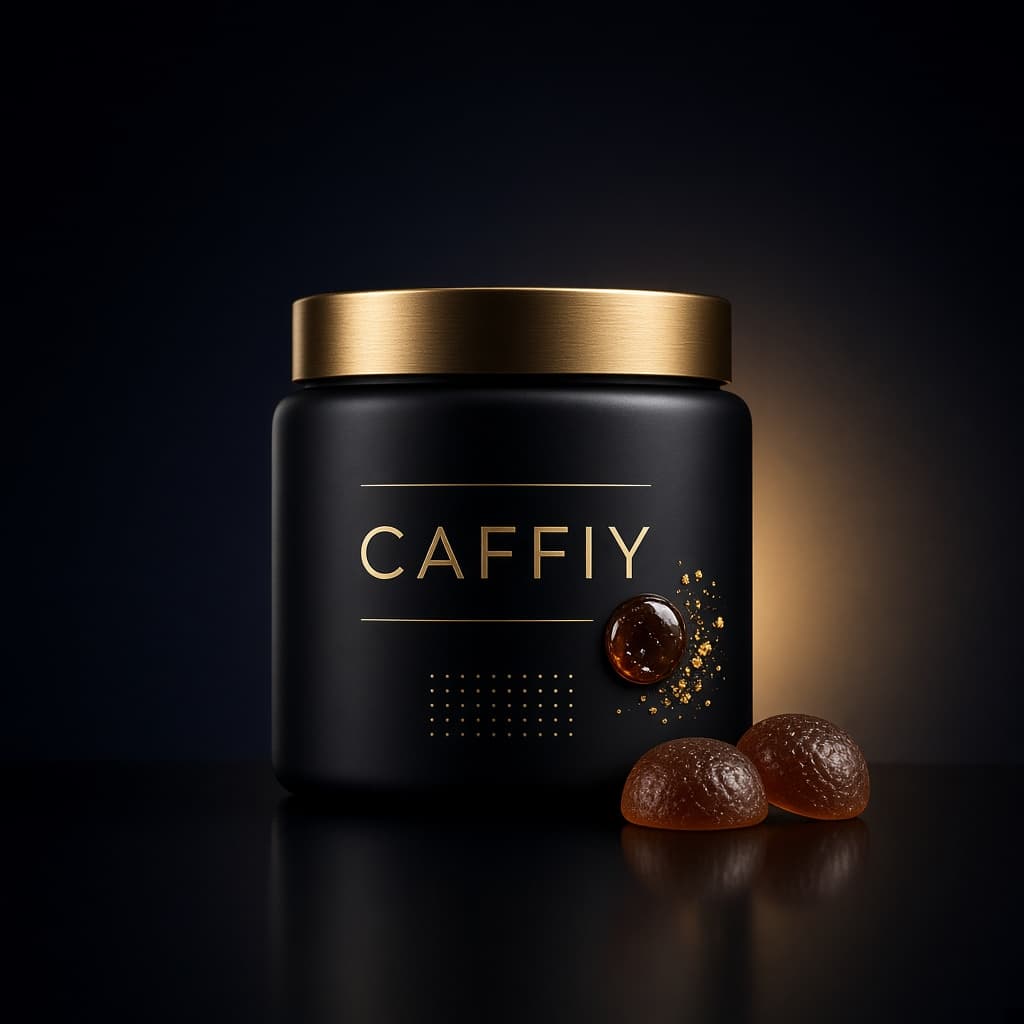 Caffiy Shilajit Pepper Fenugreek Gummies, gummy jar