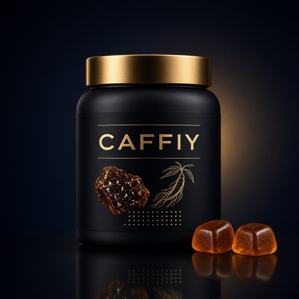 Caffiy Shilajit L-Arginine Ginseng Gummies, gummy jar