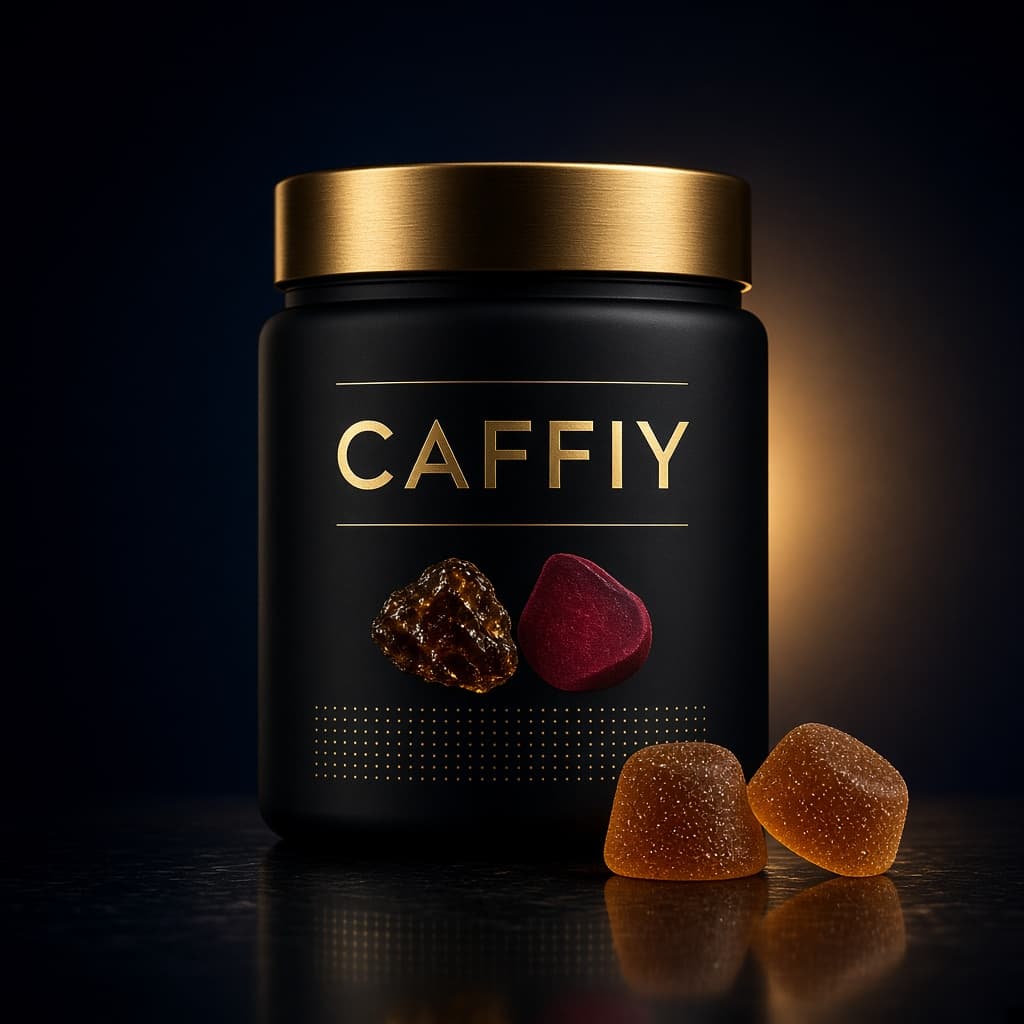 Caffiy Shilajit Ginseng Tongkat Gummies, gummy jar
