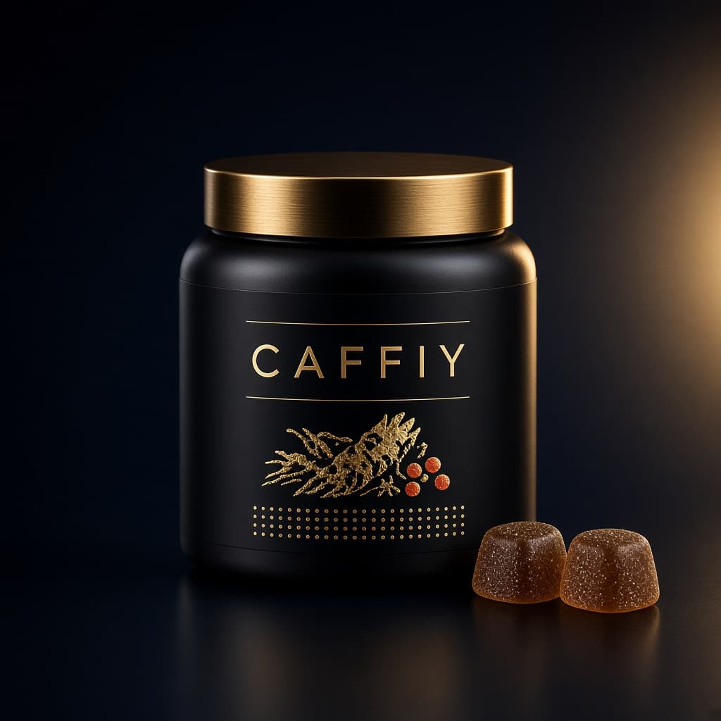 Caffiy Maca Tongkat Ashwagandha Gummies, gummy jar