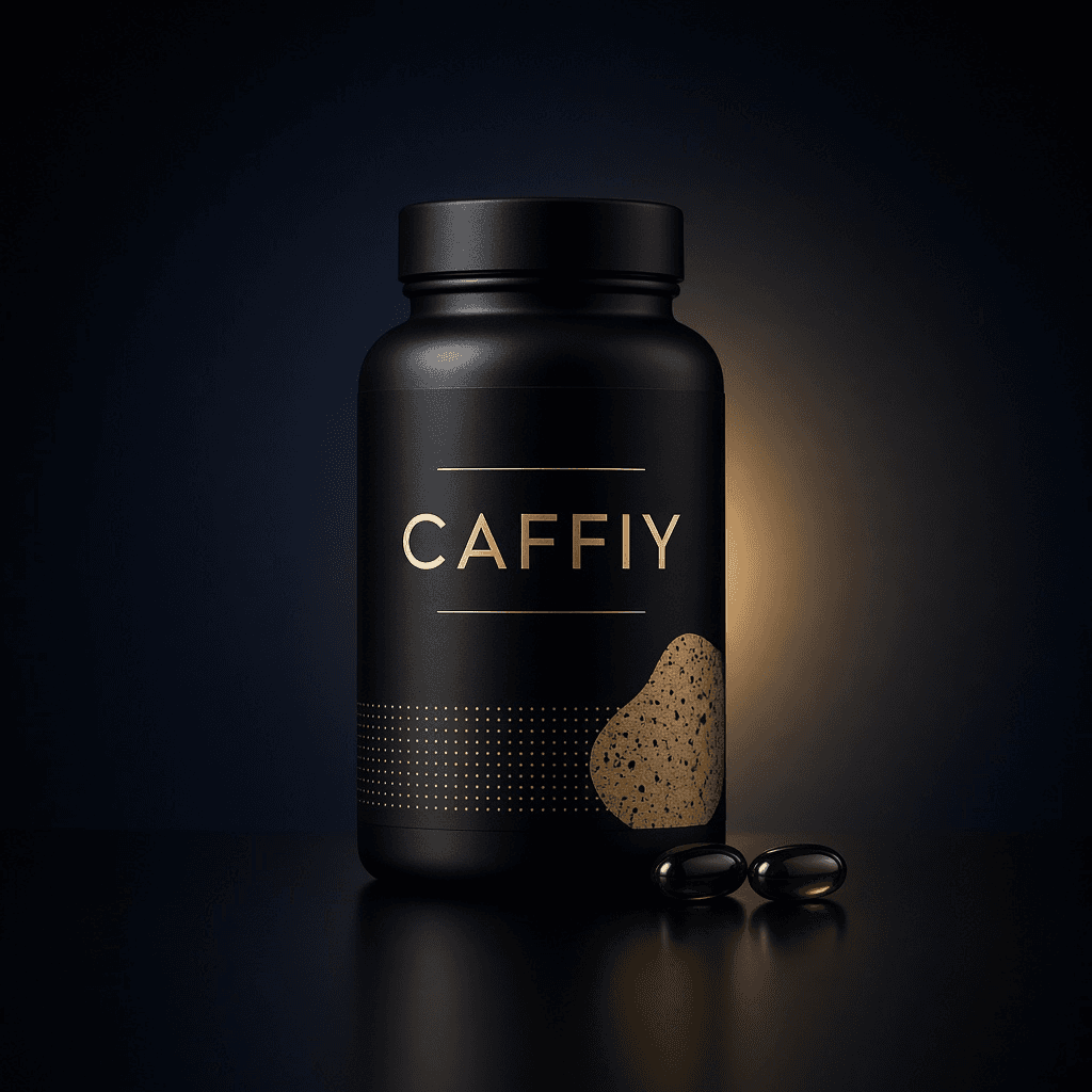 Caffiy Maca Black Pepper Softgels, softgel bottle
