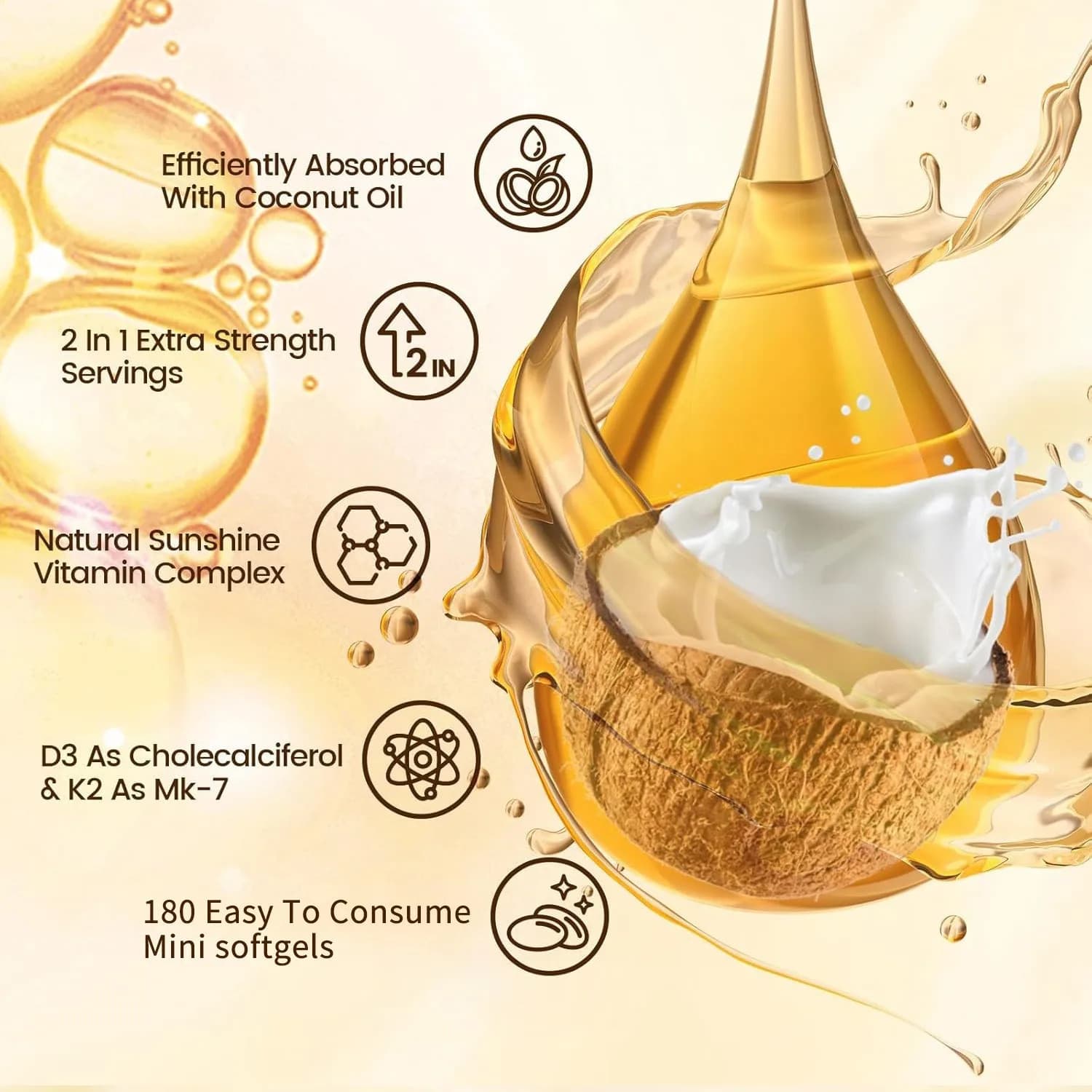 Caffiy Vitamin D3 K2 Softgels, product photo 4