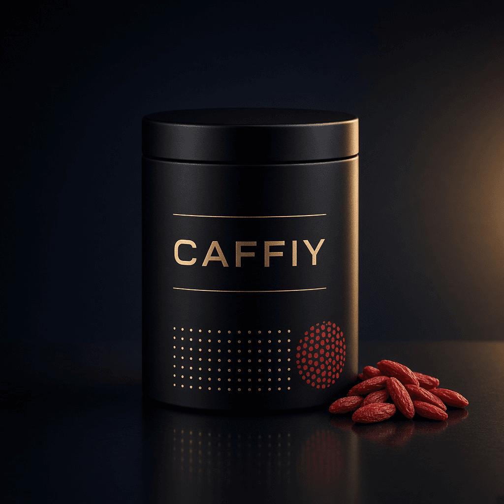 Caffiy Ginseng Goji Vitality Tea, tea tin