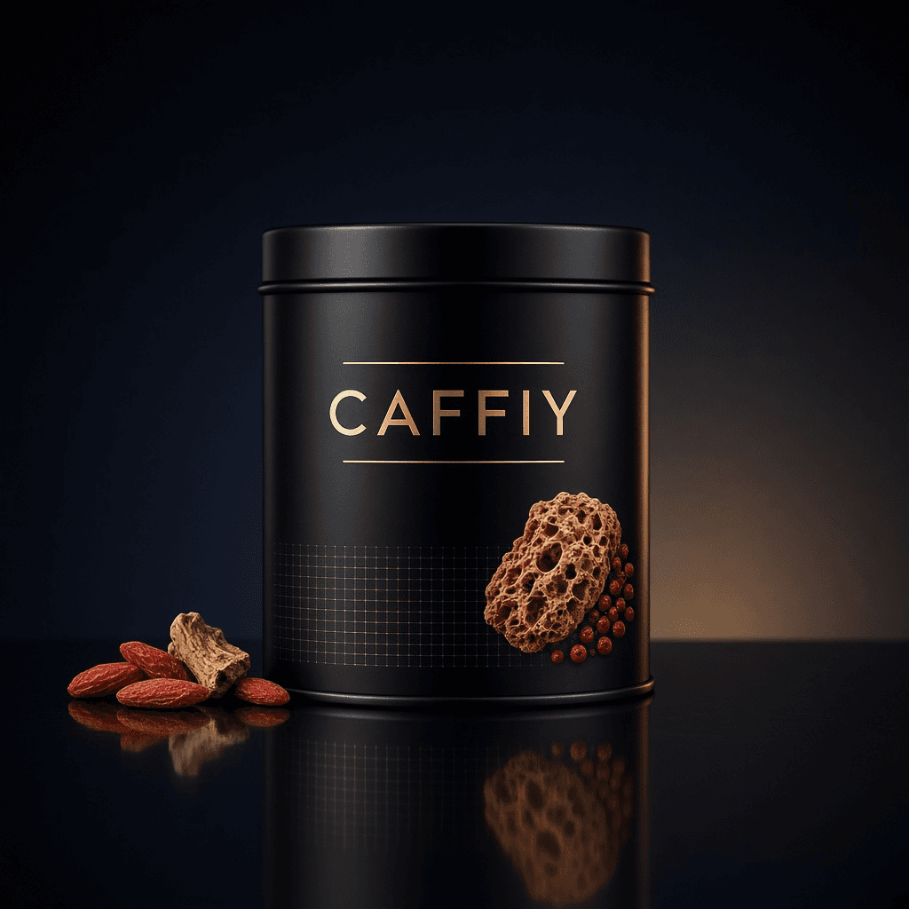 Caffiy Maca Poria Goji Tea, tea tin